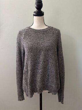 Madewell Marled Grey Tweed Knit Sweater Split Hem Medium Like New